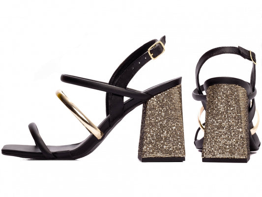 Sandália Feminina Metalizada com Glitter e Fivela - Crawl Torricella