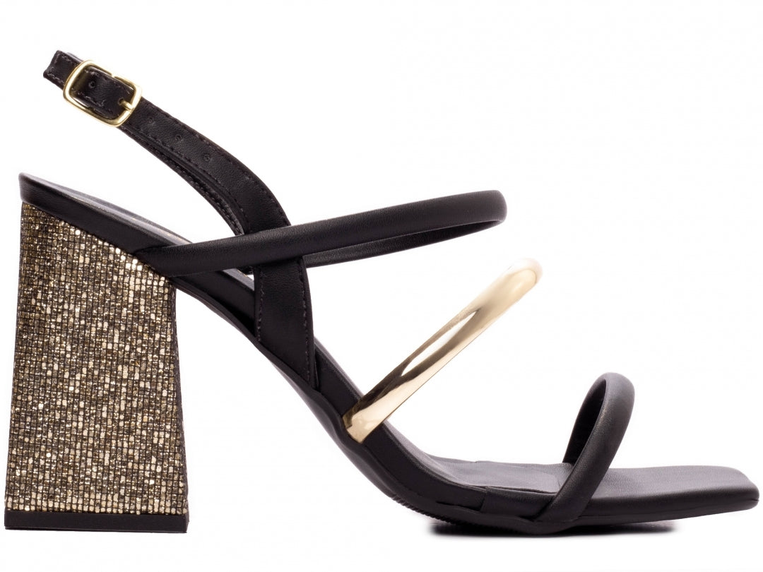 Sandália Feminina Metalizada com Glitter e Fivela - Crawl Torricella