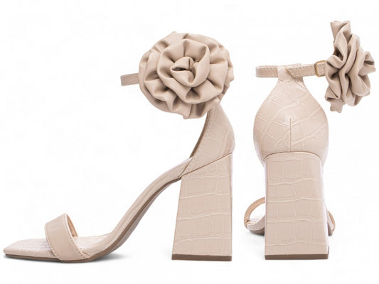 Sandália Feminina Texturizada Salto Grosso Quadrado - Vidal Torricella