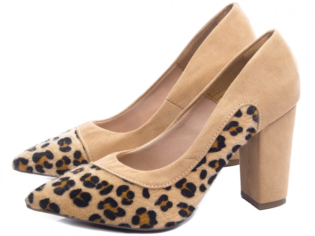 Sapato Scarpin Feminino Leopardo Salto Grosso Quadrado - AFC Torricella