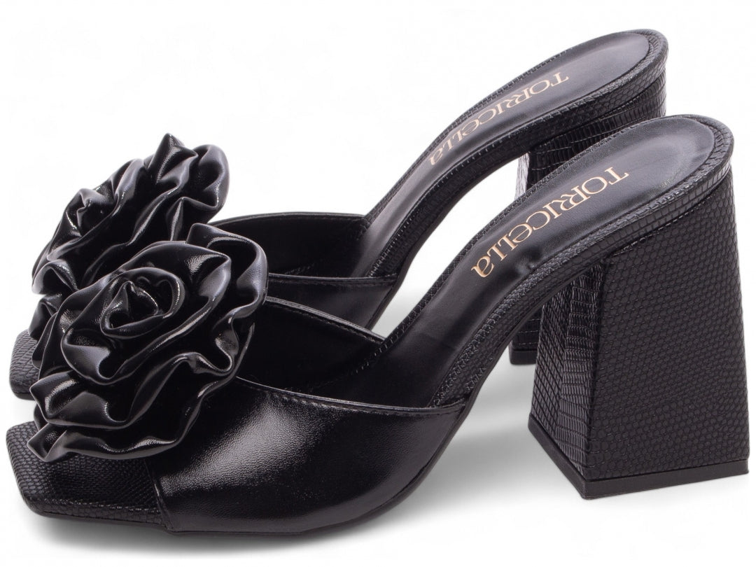 Sandália Tamanco Feminino com Flor Decorativa - FLW Torricella