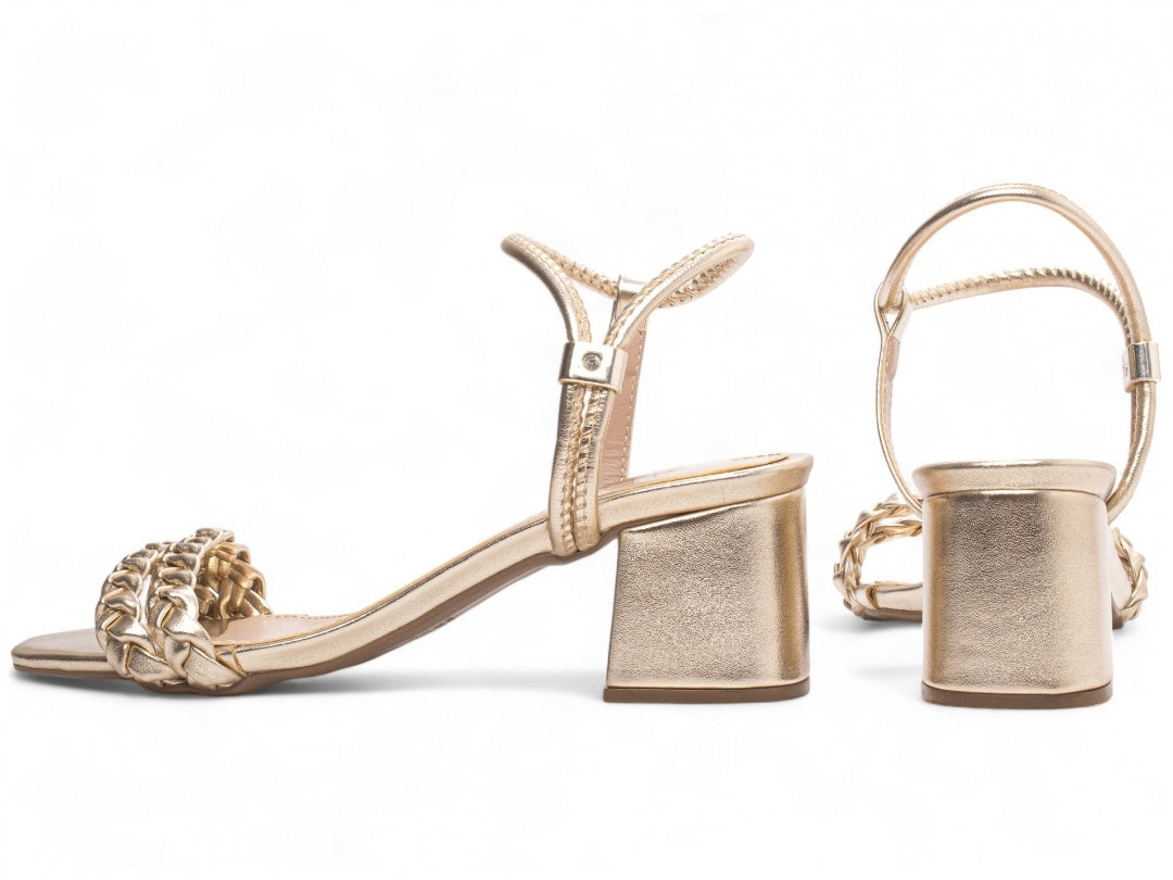 Sandália Feminina Fivela Ajustável com Salto Quadrado Baixo - Louise Torricella