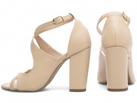Sandália Feminina Salto Alto Grosso e Quadrado com Fivela - Fancy Torricella