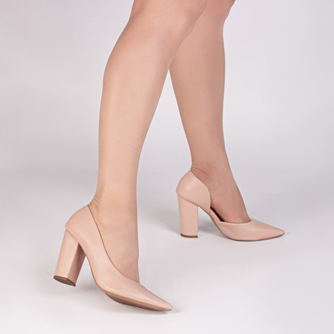 Sapato Scarpin Feminino Aberto na Lateral com Salto Grosso - Monza Torricella