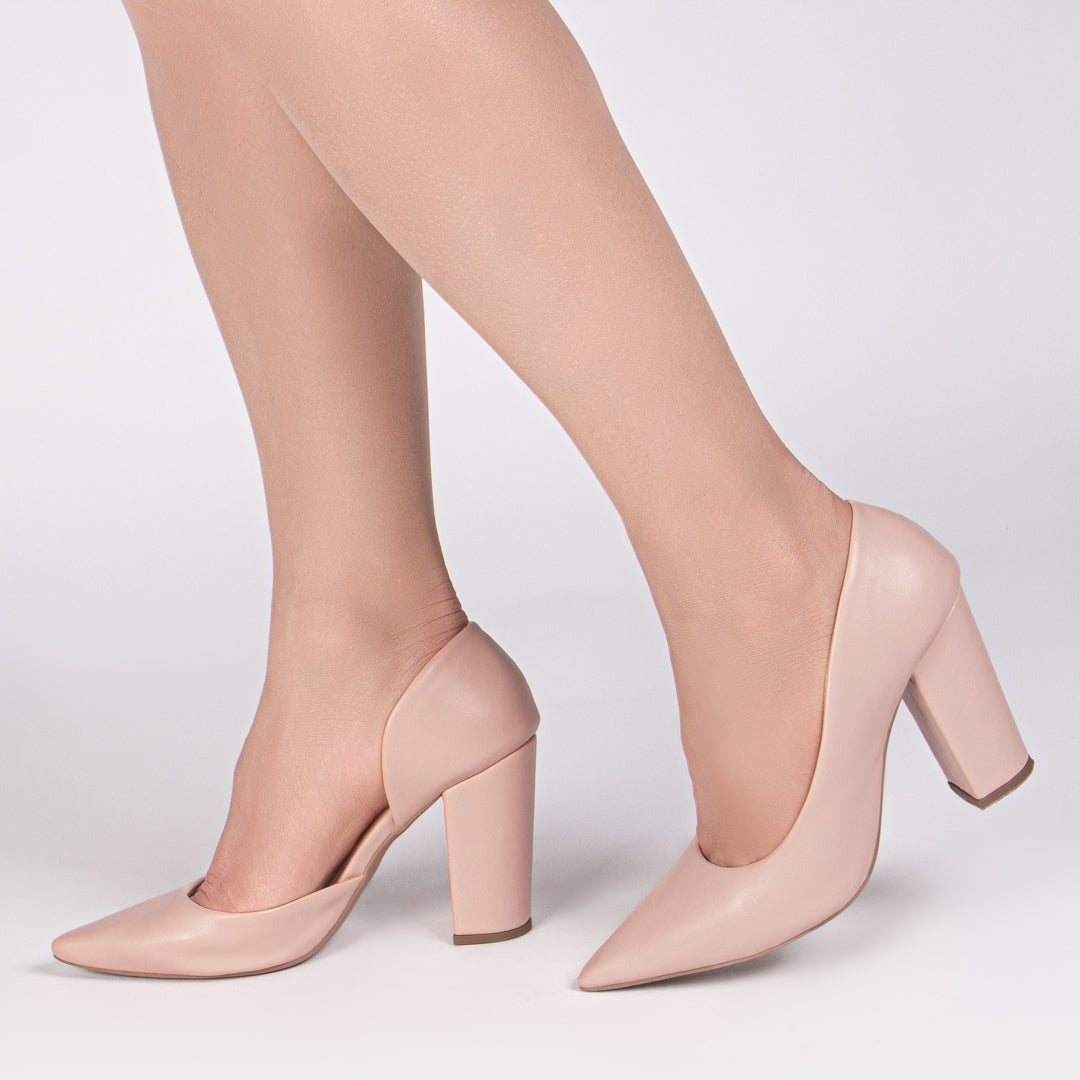 Sapato Scarpin Feminino Aberto na Lateral com Salto Grosso - Monza Torricella