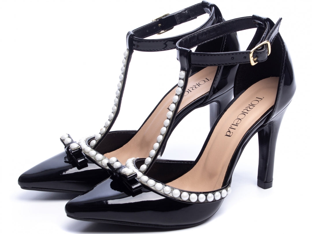 Sapato Scarpin Feminino em Pérolas com Fivela - Nancy Torricella