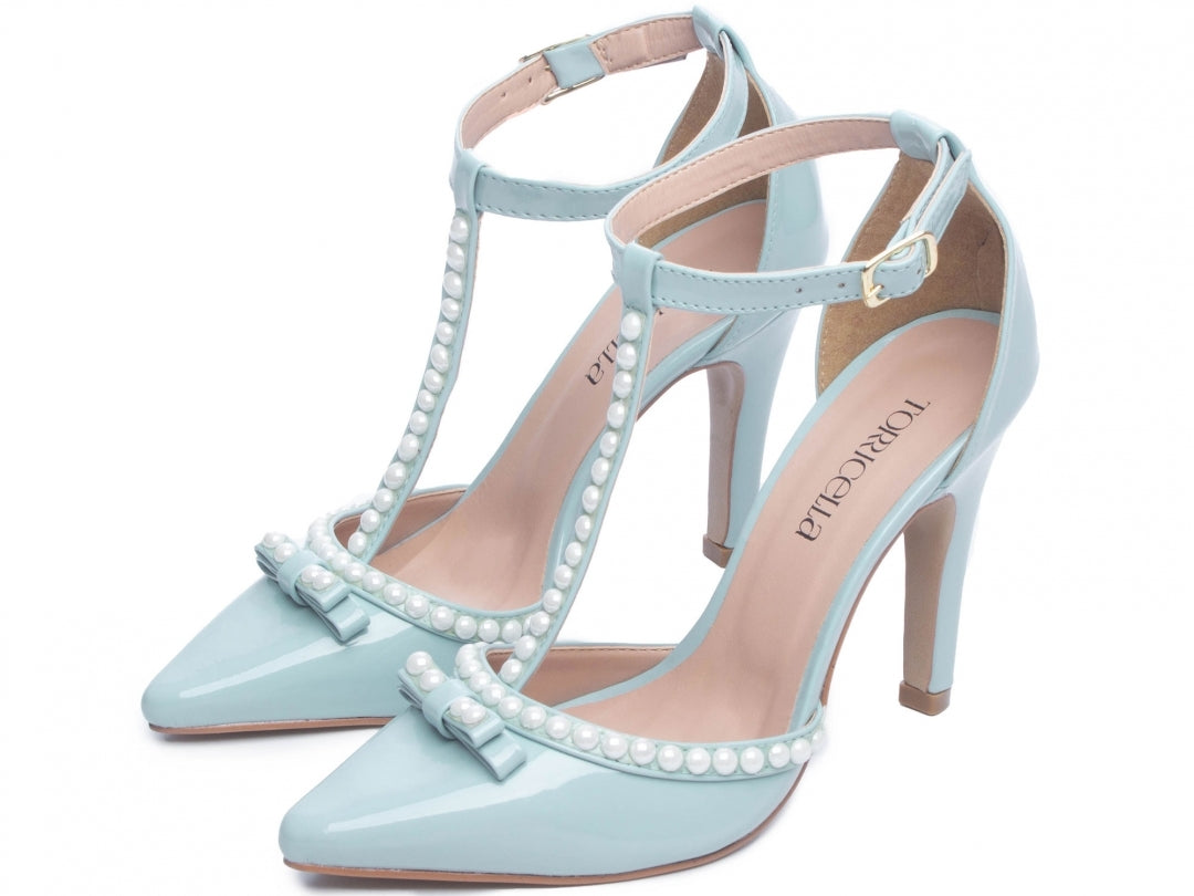 Sapato Scarpin Feminino em Pérolas com Fivela - Nancy Torricella
