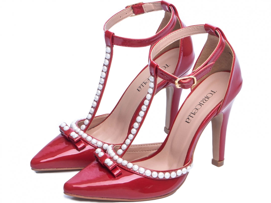 Sapato Scarpin Feminino em Pérolas com Fivela - Nancy Torricella
