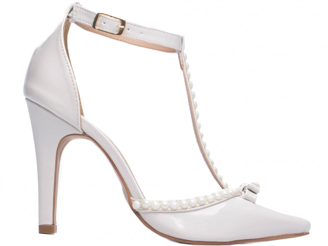 Sapato Scarpin Feminino em Pérolas com Fivela - Nancy Torricella