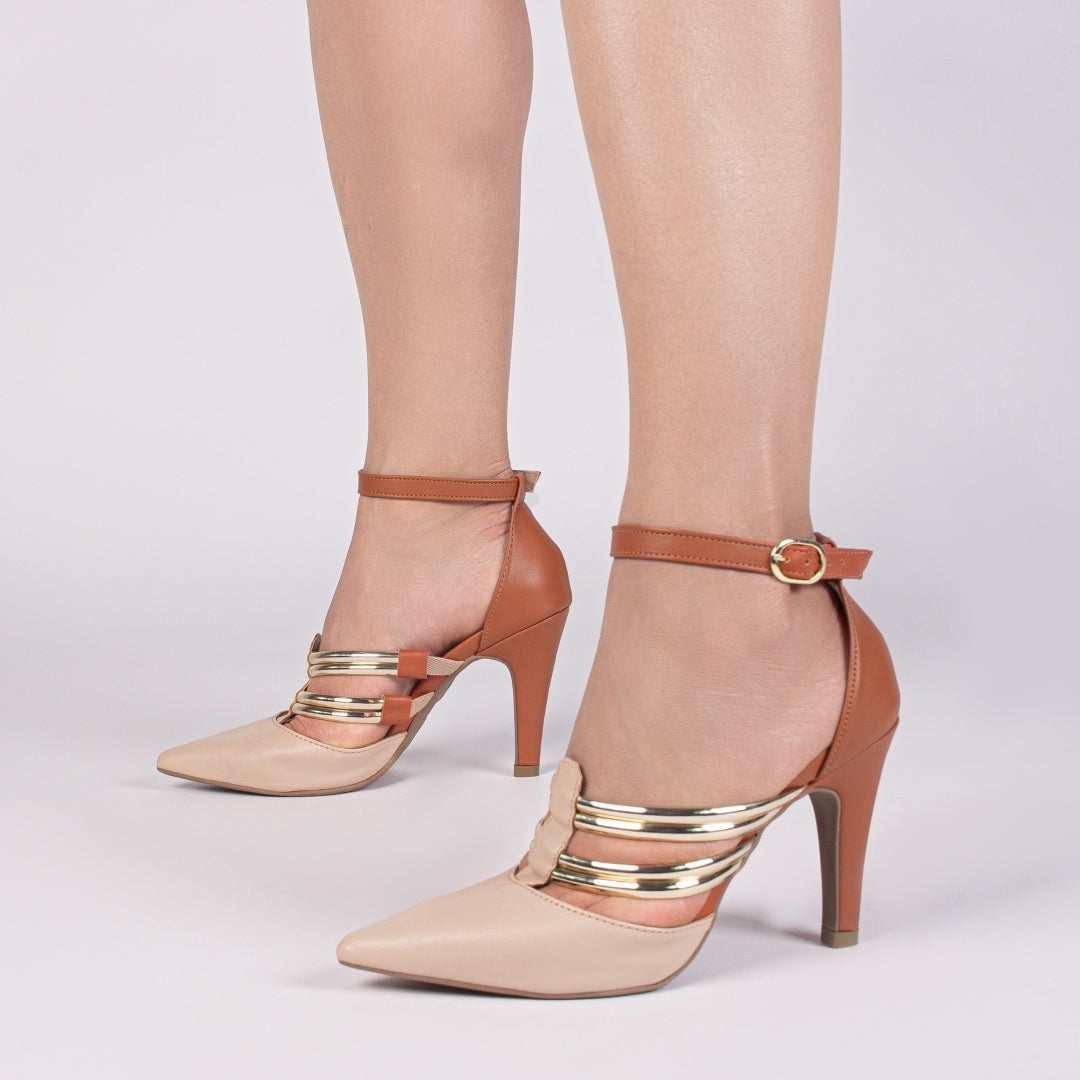 Sapato Feminino Scarpin com Tiras e Fivela - Crossair Torricella