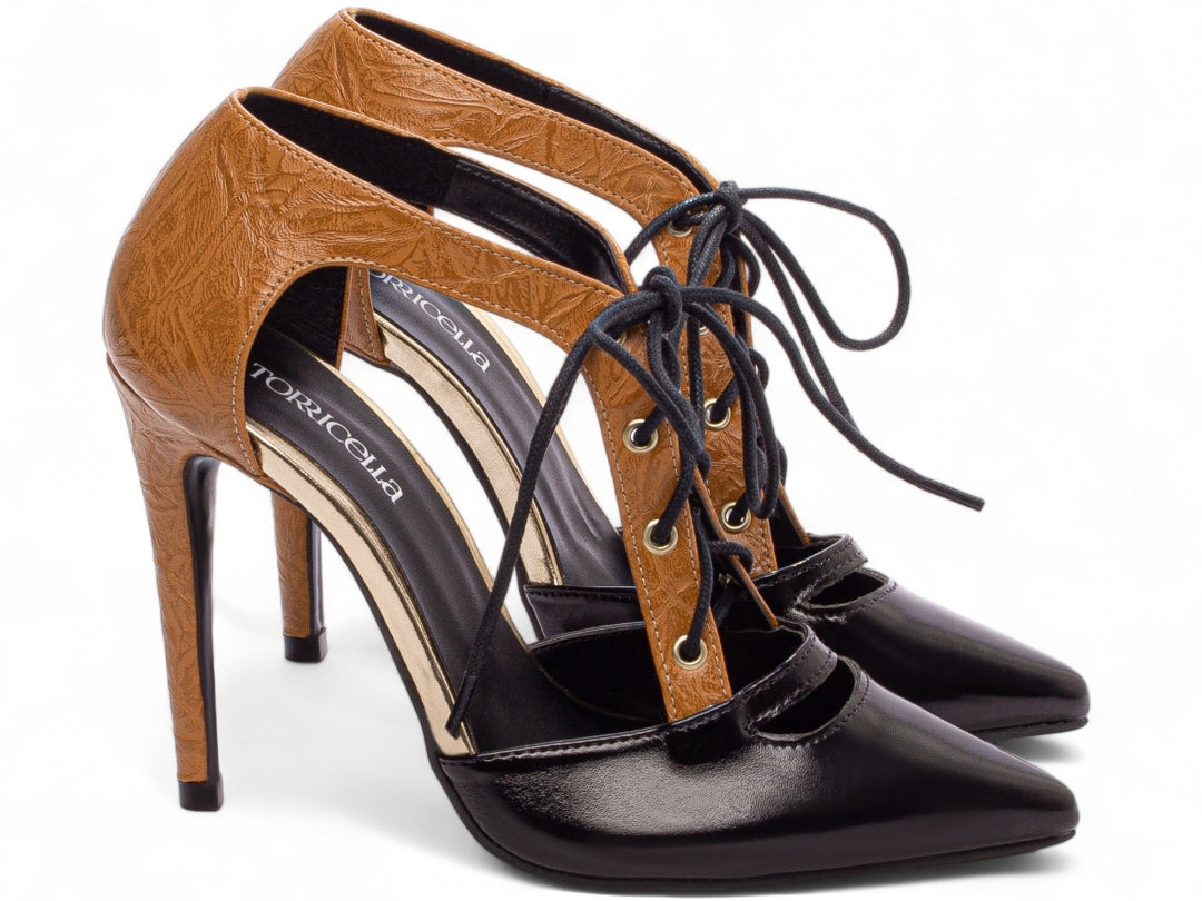Sapato Scarpin Feminino Salto 12 com Cordão - Hamza Torricella