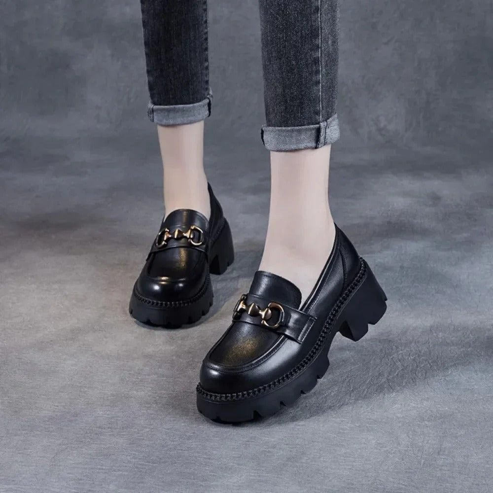 Mocassim Feminino Plataforma Cano Raso Retro - RUB