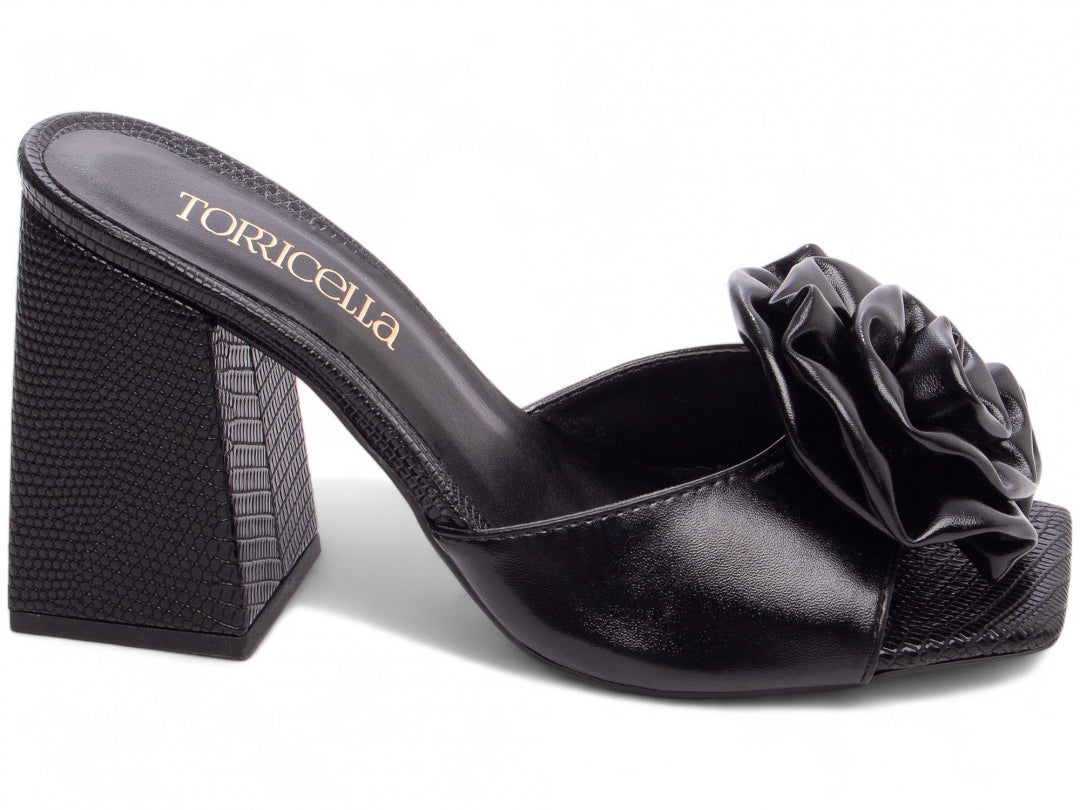Sandália Tamanco Feminino com Flor Decorativa - FLW Torricella