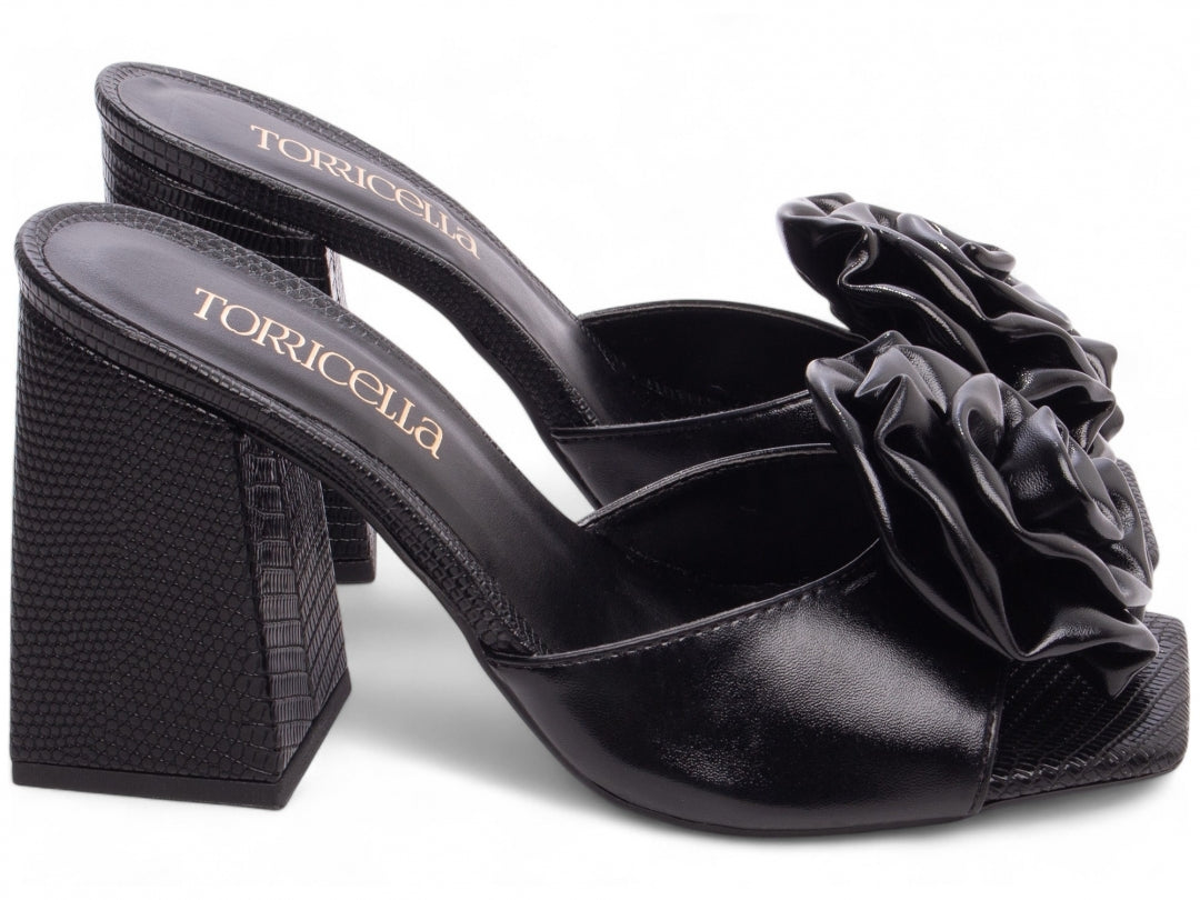 Sandália Tamanco Feminino com Flor Decorativa - FLW Torricella