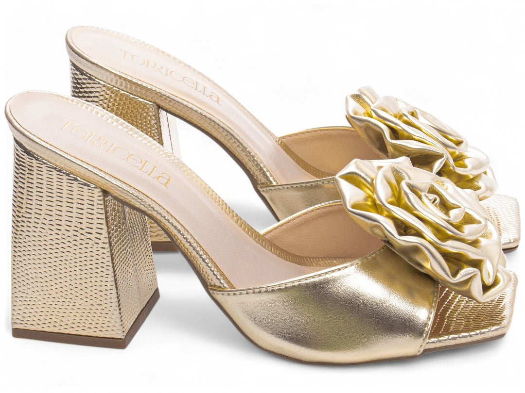 Sandália Tamanco Feminino com Flor Decorativa - FLW Torricella