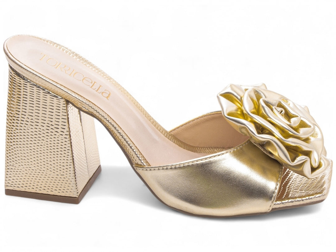 Sandália Tamanco Feminino com Flor Decorativa - FLW Torricella