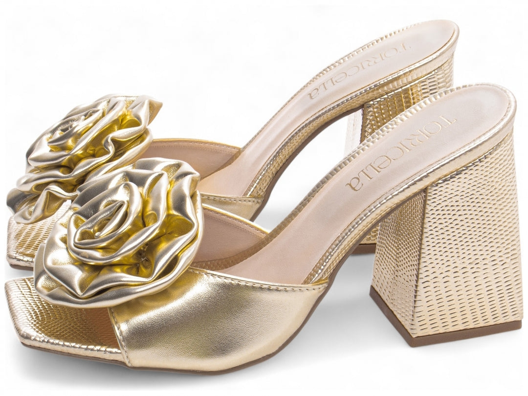 Sandália Tamanco Feminino com Flor Decorativa - FLW Torricella