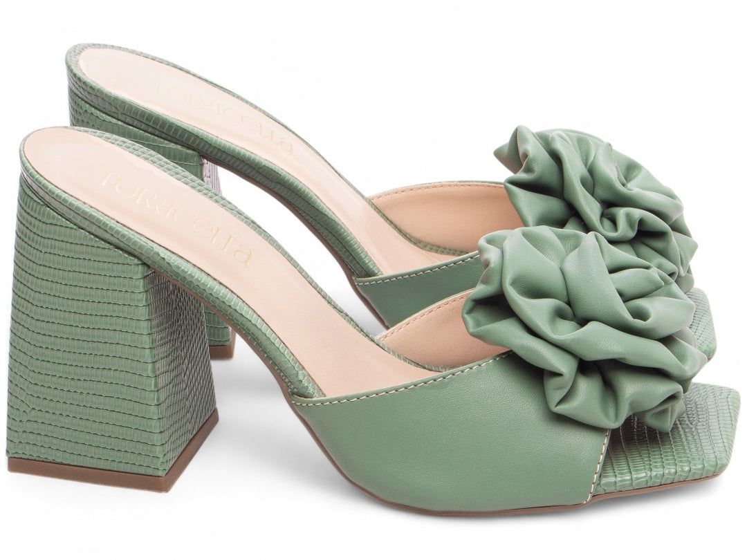 Sandália Tamanco Feminino com Flor Decorativa - FLW Torricella