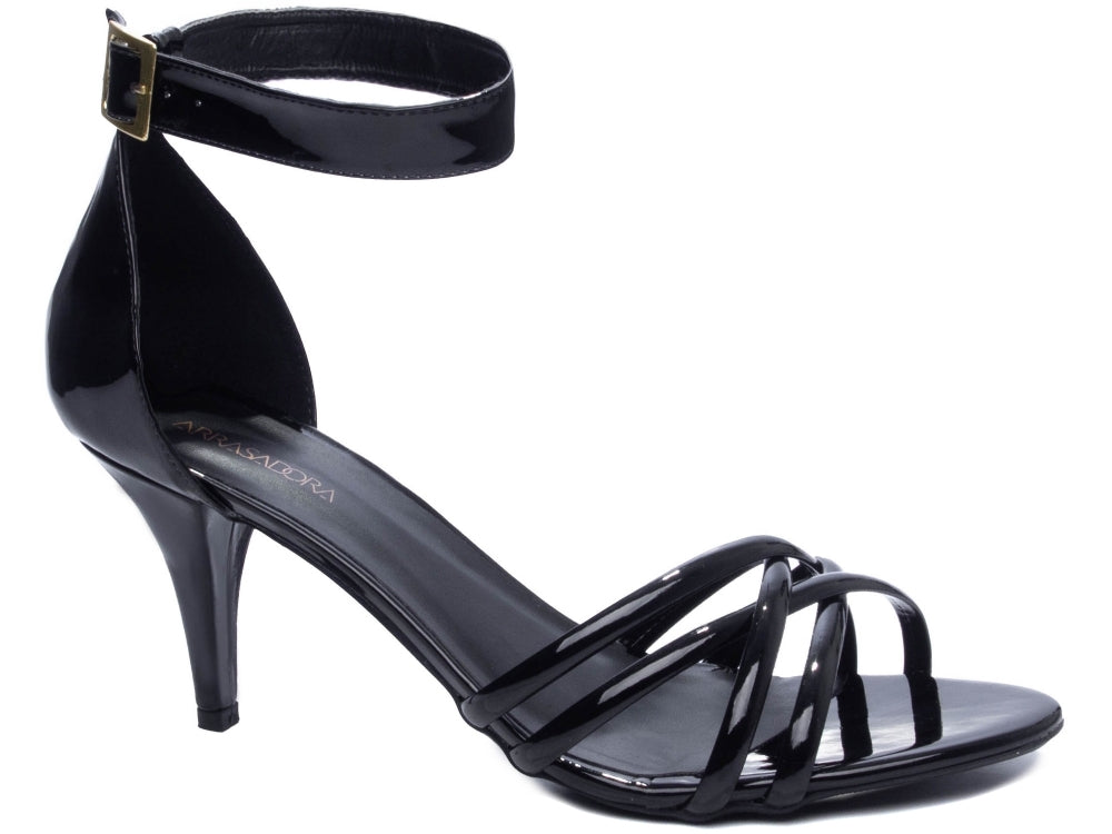 Sandália Salto Fino Baixo com Fivela - BLK Torricella
