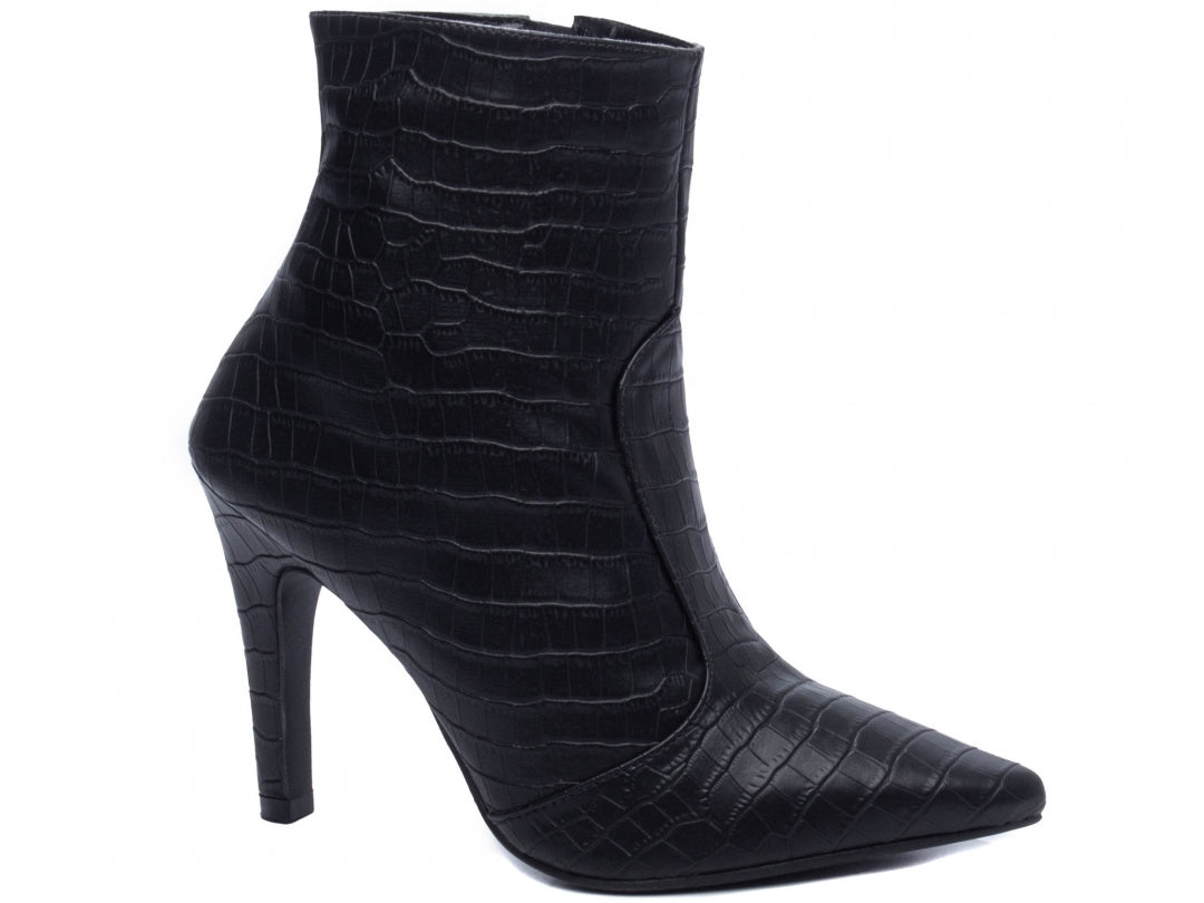 Bota Feminina Bico Fino Cano Curto Croco - Stunna Torricella