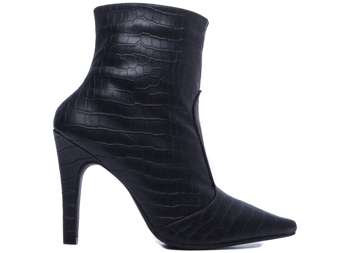 Bota Feminina Bico Fino Cano Curto Croco - Stunna Torricella