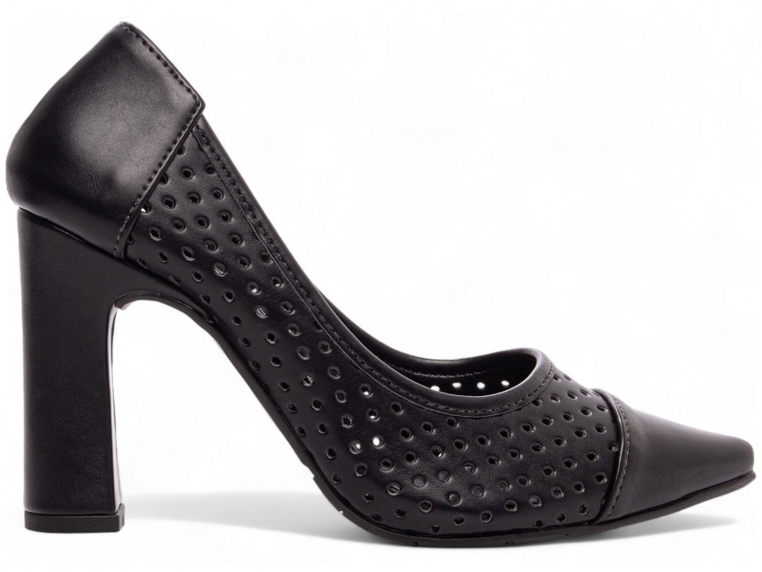 Sapato Scarpin Feminino Vazado Salto Grosso - Sides Torricella