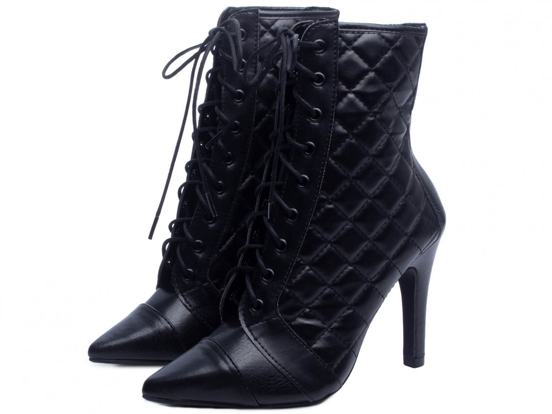 Bota Bico Fino Feminina em Costura e Cordão - Fantasy Torricella