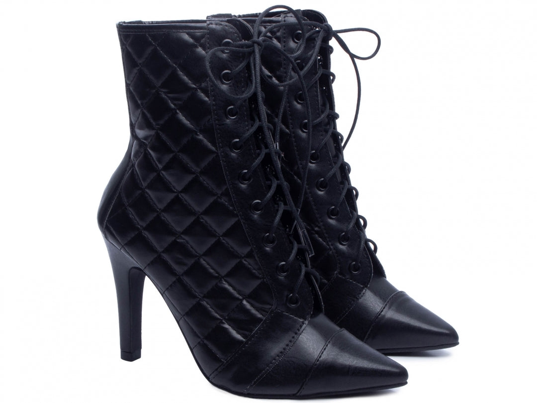Bota Bico Fino Feminina em Costura e Cordão - Fantasy Torricella
