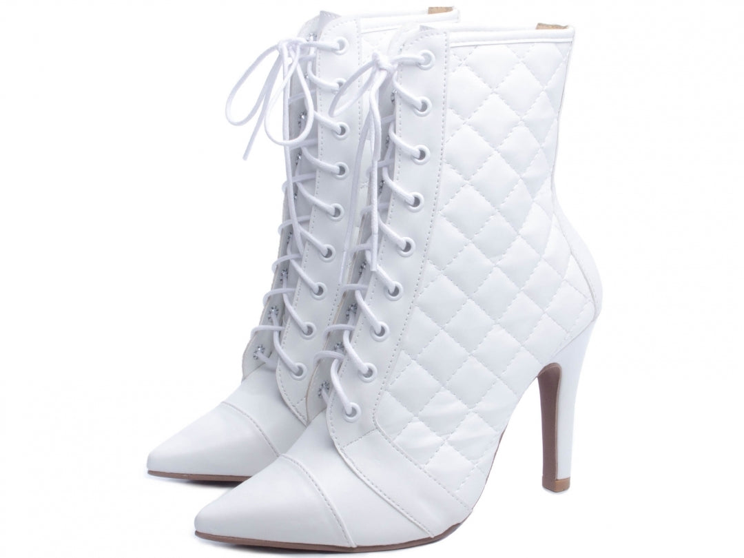 Bota Bico Fino Feminina em Costura e Cordão - Fantasy Torricella