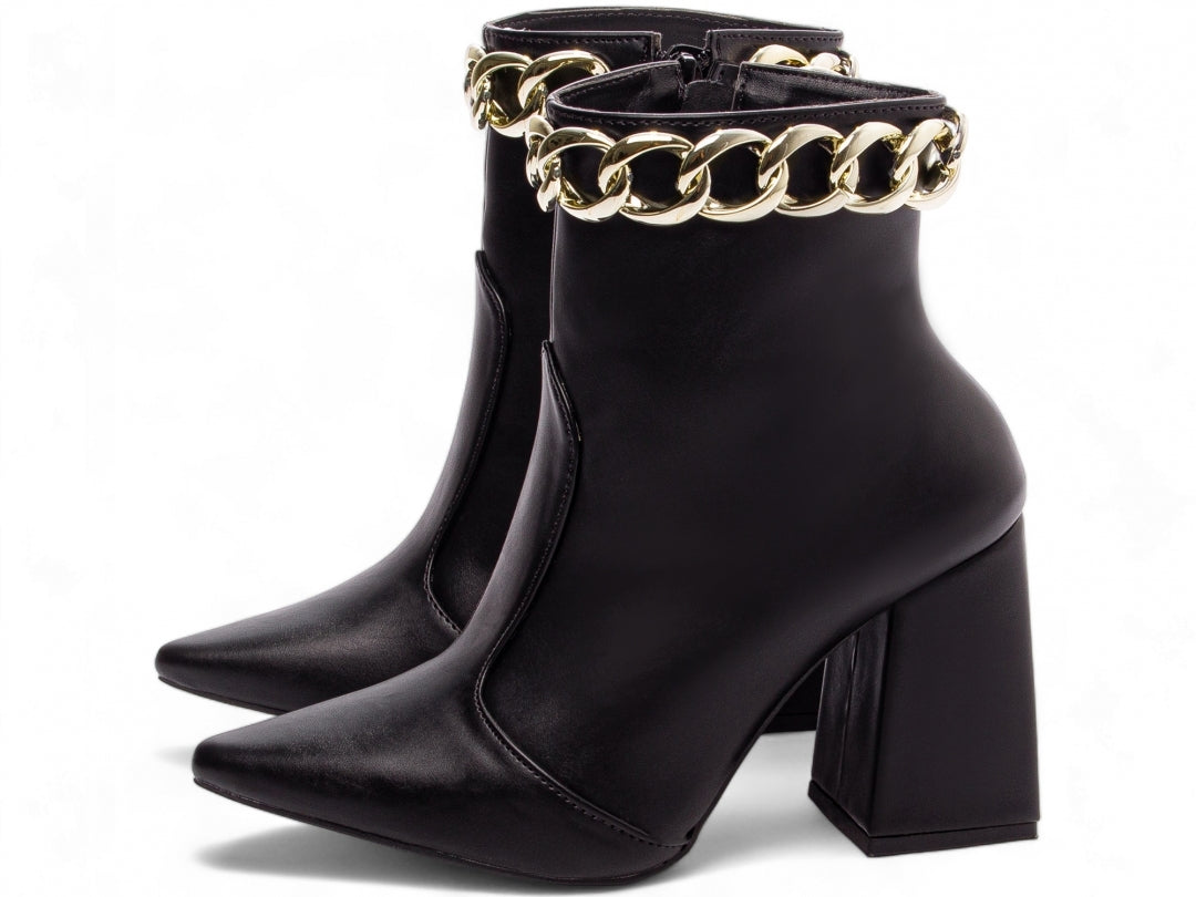 Bota Feminina Bico Fino Liso com Corrente - Fusion Torricella