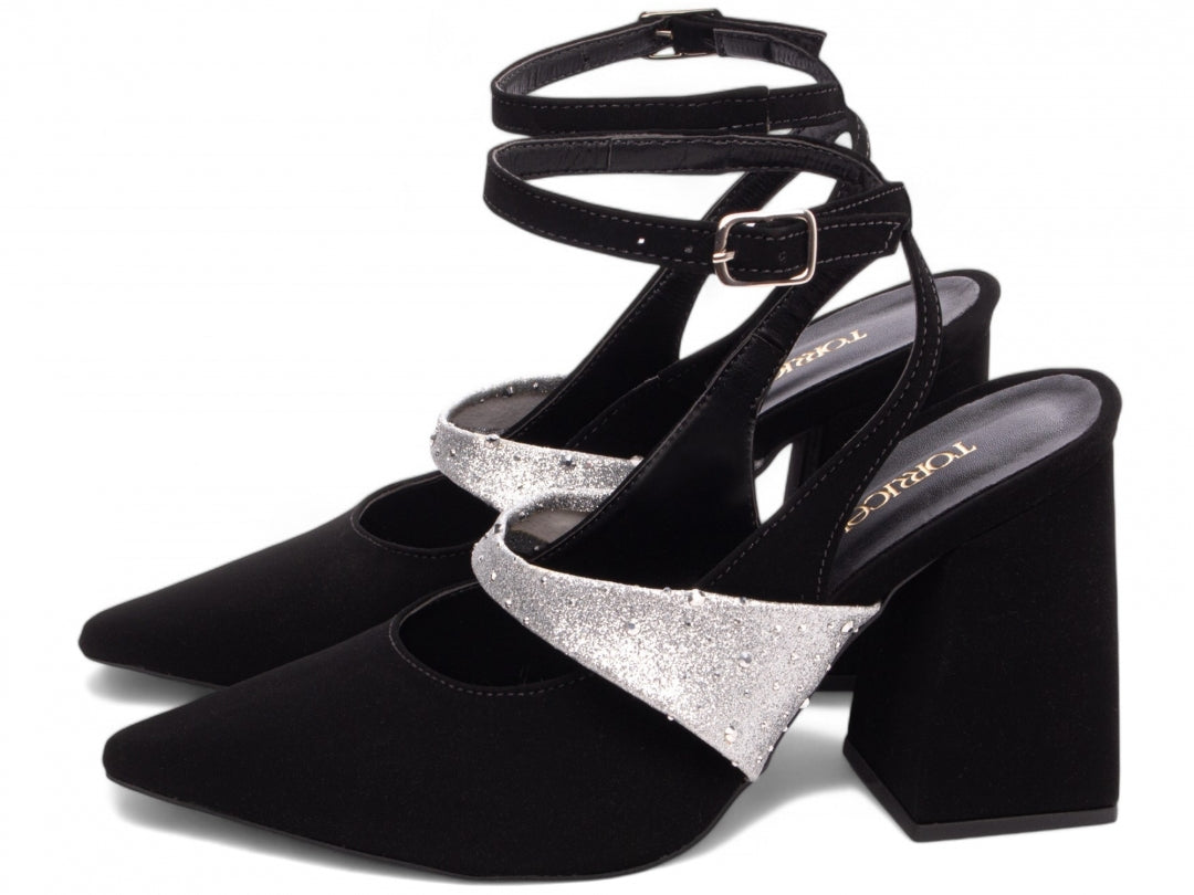 Sapato Scarpin Feminina com Brilho e Fivela - Cazo Torricella
