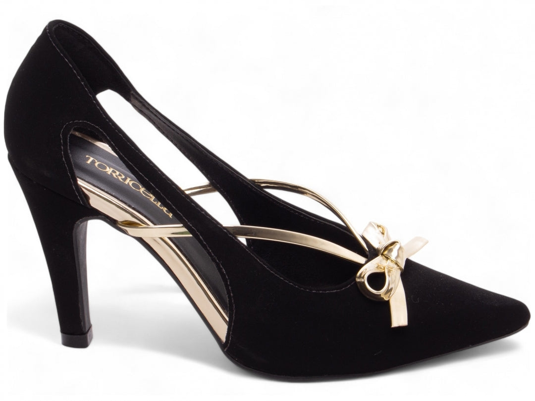 Sapato Scarpin Feminino Metálico com Laço - Cassie Torricella