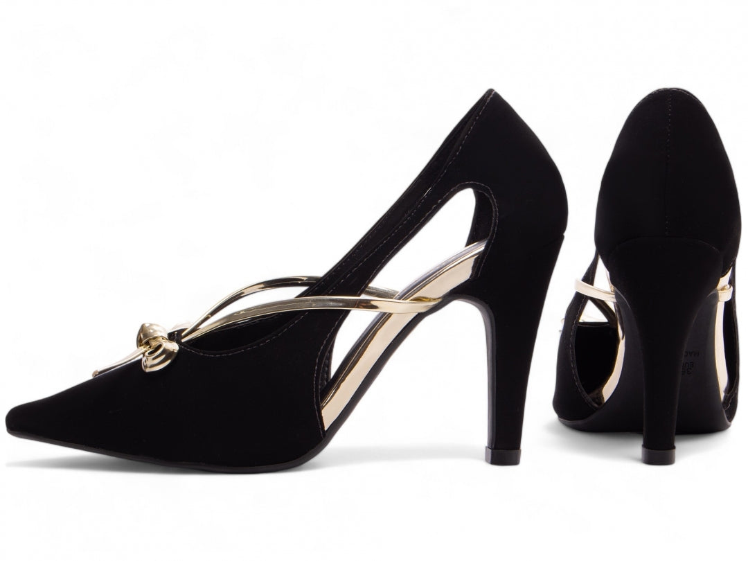 Sapato Scarpin Feminino Metálico com Laço - Cassie Torricella