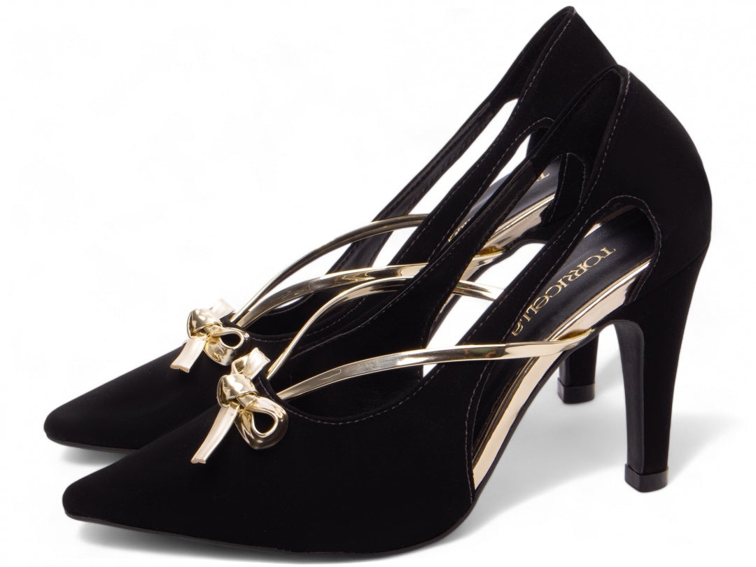 Sapato Scarpin Feminino Metálico com Laço - Cassie Torricella