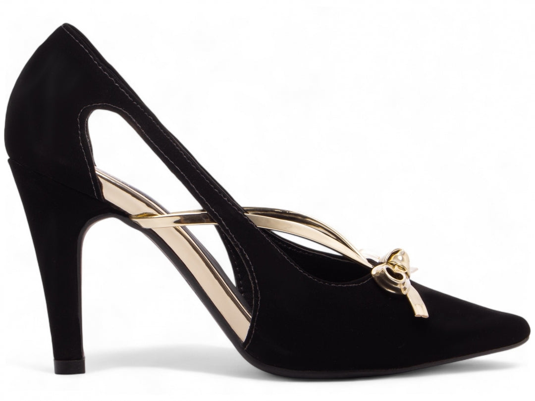 Sapato Scarpin Feminino Metálico com Laço - Cassie Torricella