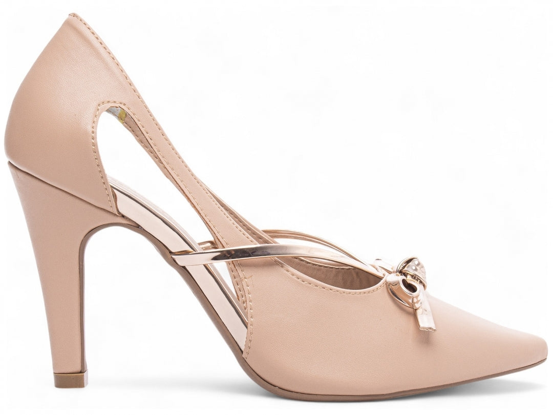 Sapato Scarpin Feminino Metálico com Laço - Cassie Torricella