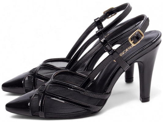 Sapato Scarpin Feminino de Fivela e Tela - Lusion Torricella