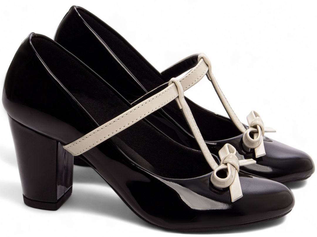 Sapato Boneca Feminino Mary Jane Salto Grosso com Laço - Lully Torricella