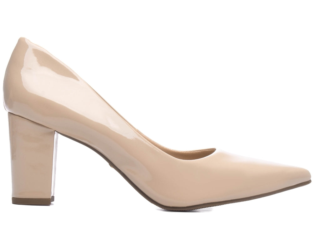 Sapato Scarpin Salto Bloco Grosso Quadrado - Cream Torricella