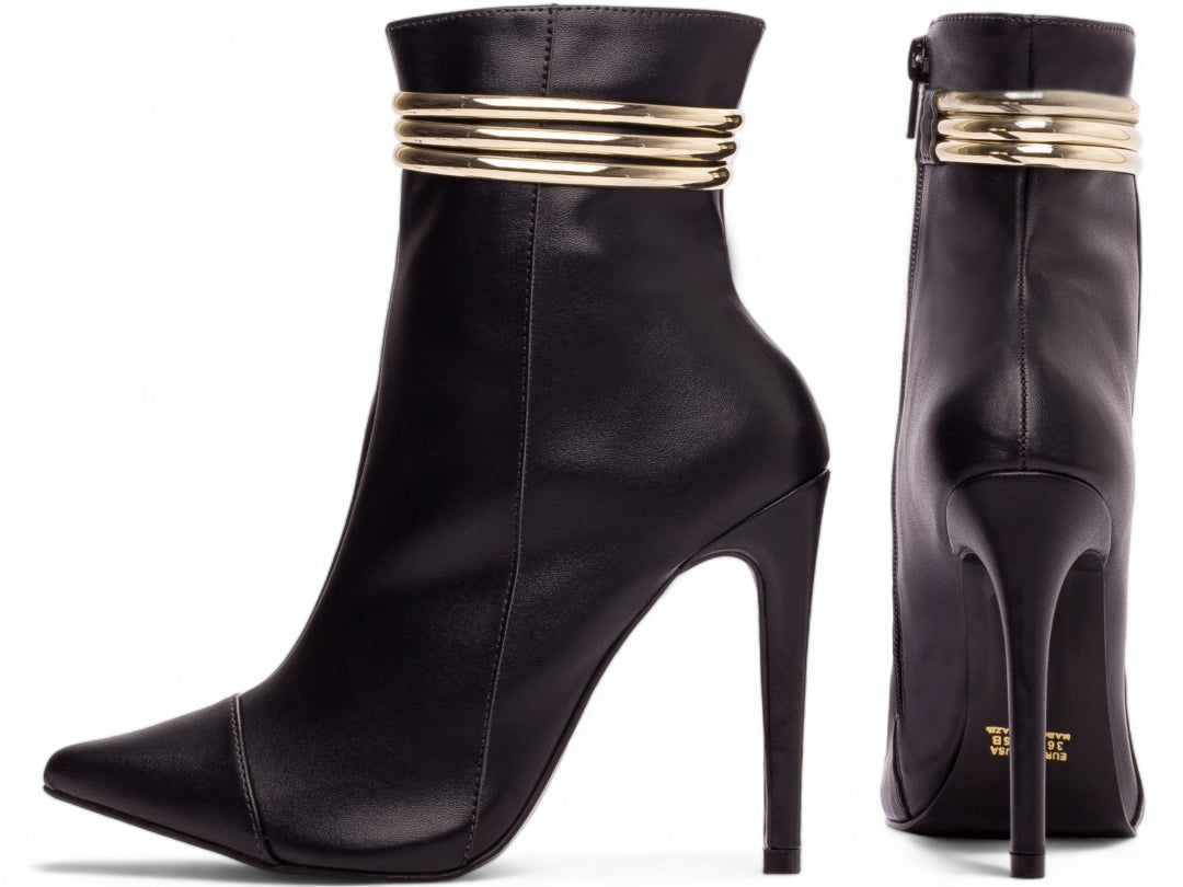 Bota Feminina Bico Fino Salto Alto Cano Curto - Raven Torricella