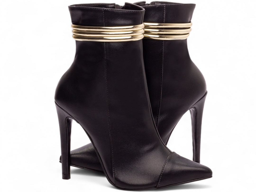 Bota Feminina Bico Fino Salto Alto Cano Curto - Raven Torricella