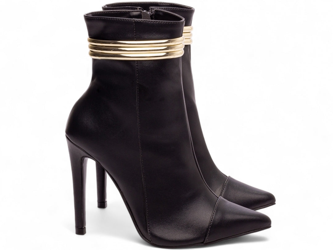 Bota Feminina Bico Fino Salto Alto Cano Curto - Raven Torricella