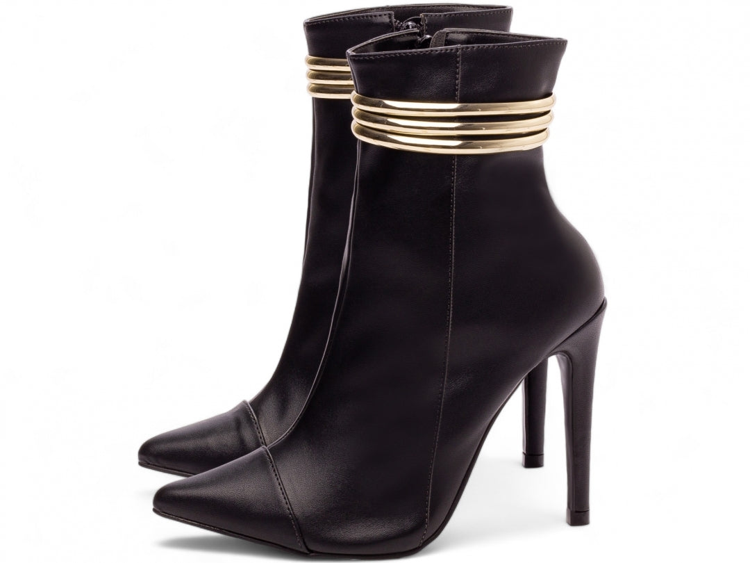 Bota Feminina Bico Fino Salto Alto Cano Curto - Raven Torricella
