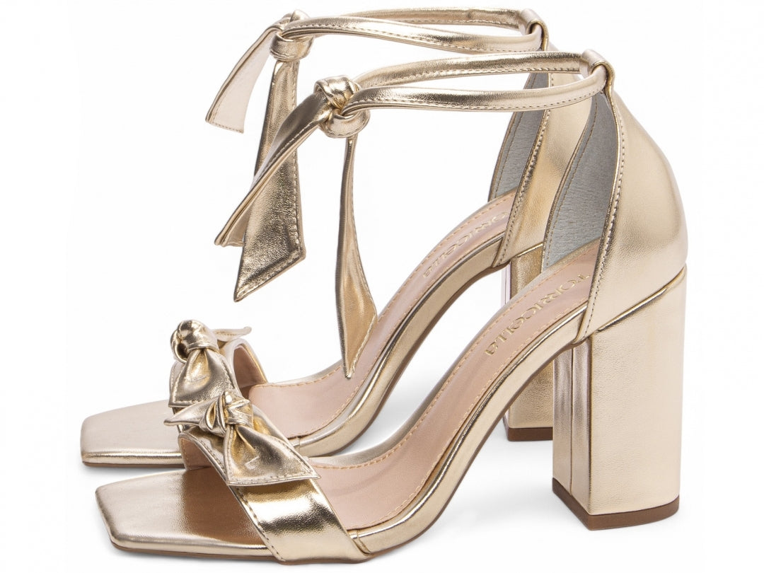 Sandália Feminina Fivela de Laço Salto Grosso - Candie Torricella
