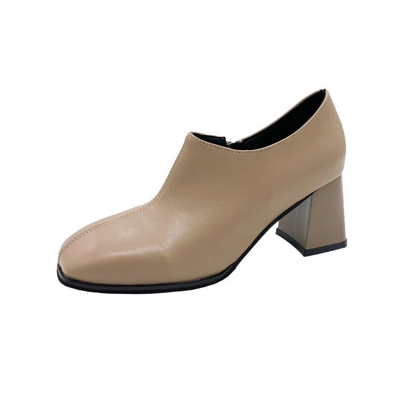 Sapato Feminino Vintage Salto Grosso Quadrado com Zíper - Alamo